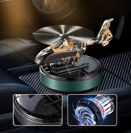 Solar Powered Car Perfume Diffuser/Dispenser | Military Aeroplane Glider Design | Auto Rotation Fan | For Car Dashboard with Perfume liquid & Organic Fragrance
