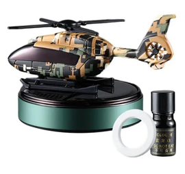 Solar Powered Car Perfume Diffuser/Dispenser | Military Aeroplane Glider Design | Auto Rotation Fan | For Car Dashboard with Perfume liquid & Organic Fragrance