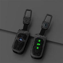 Load image into Gallery viewer, Carloginn Premium Metal Black Transformer Series Soft Silicon Key Cover for Mahindra 3 Button Flipkey