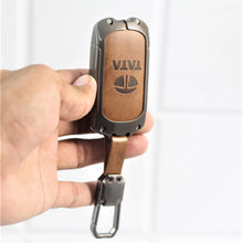 Load image into Gallery viewer, Metal Leather Car Key Cover for Tata Curvv | Curvv EV Electric | Sierra | Safari | Harrier | 4 Button Smart Key