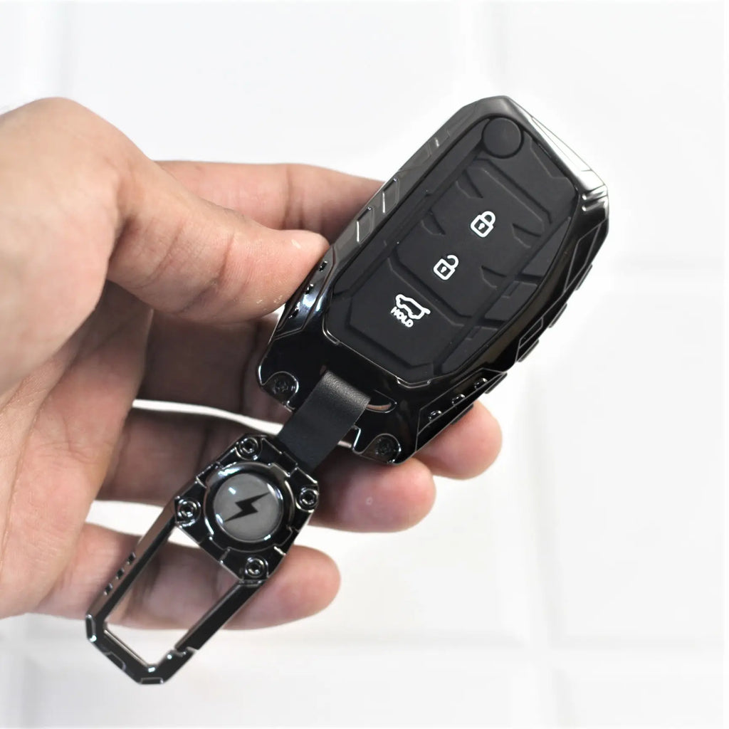 Carloginn Premium Metal Black Transformer Series Soft Silicon Key Cover for Hyundai 3 Button Flipkey