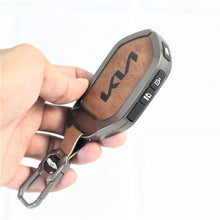 Load image into Gallery viewer, Metal Leather key Case for Kia New Seltos 2026 | Syros | EV6 EV9 - 4 Button Smart Key