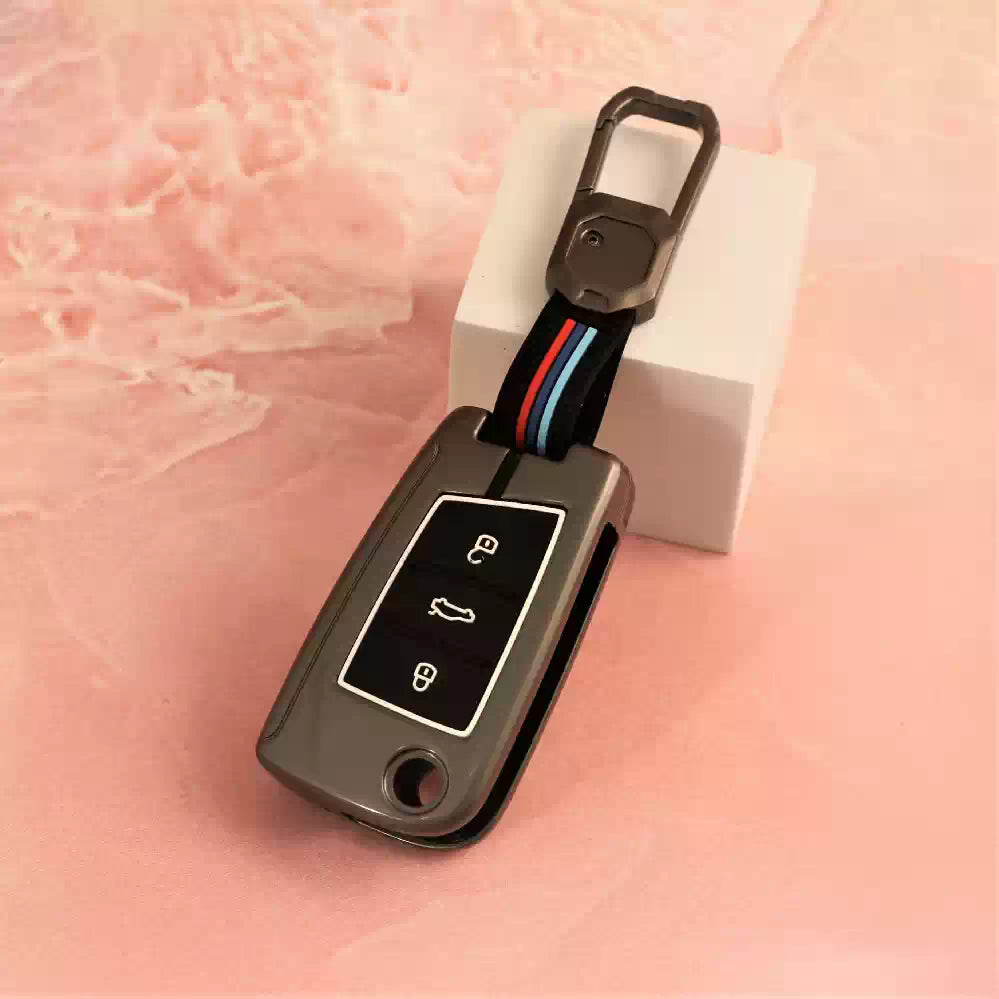 Metal Silicon Alloy Key case for Skoda/Volkswagen 3 Button Flip Key