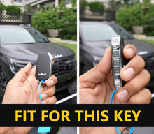 Load image into Gallery viewer, Metal Silicon Car Key Cover Fit for New Kia Seltos 2023 Facelift | Carens X Line | Sonet Facelift - 4 Button Smart Key