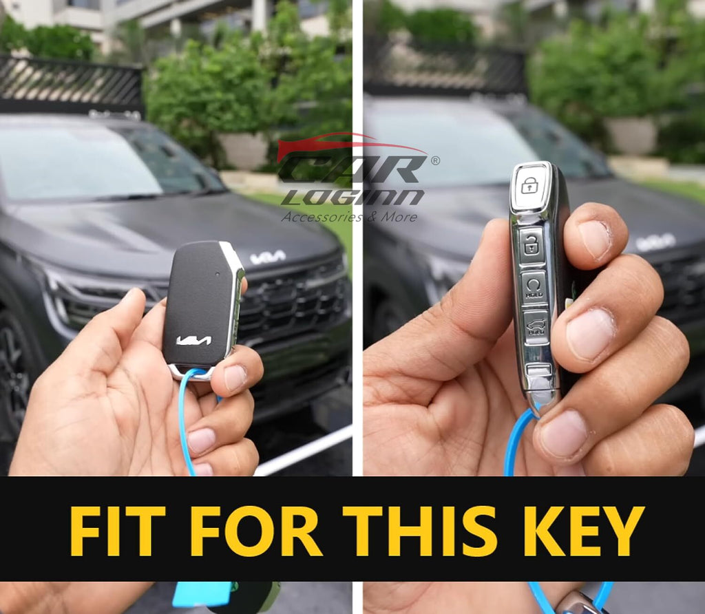 TPU Car Key Cover Fit for New Kia Seltos 2023 Facelift | Carens X Line | Sonet Facelift - 4 Button Smart Key