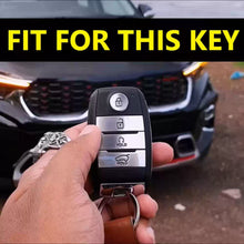 Load image into Gallery viewer, Metal Leather Alloy Car Key Case for KIA Carens | Carnival | Seltos | Sonet Smart Key (4 Button Smart Key) (TAN)