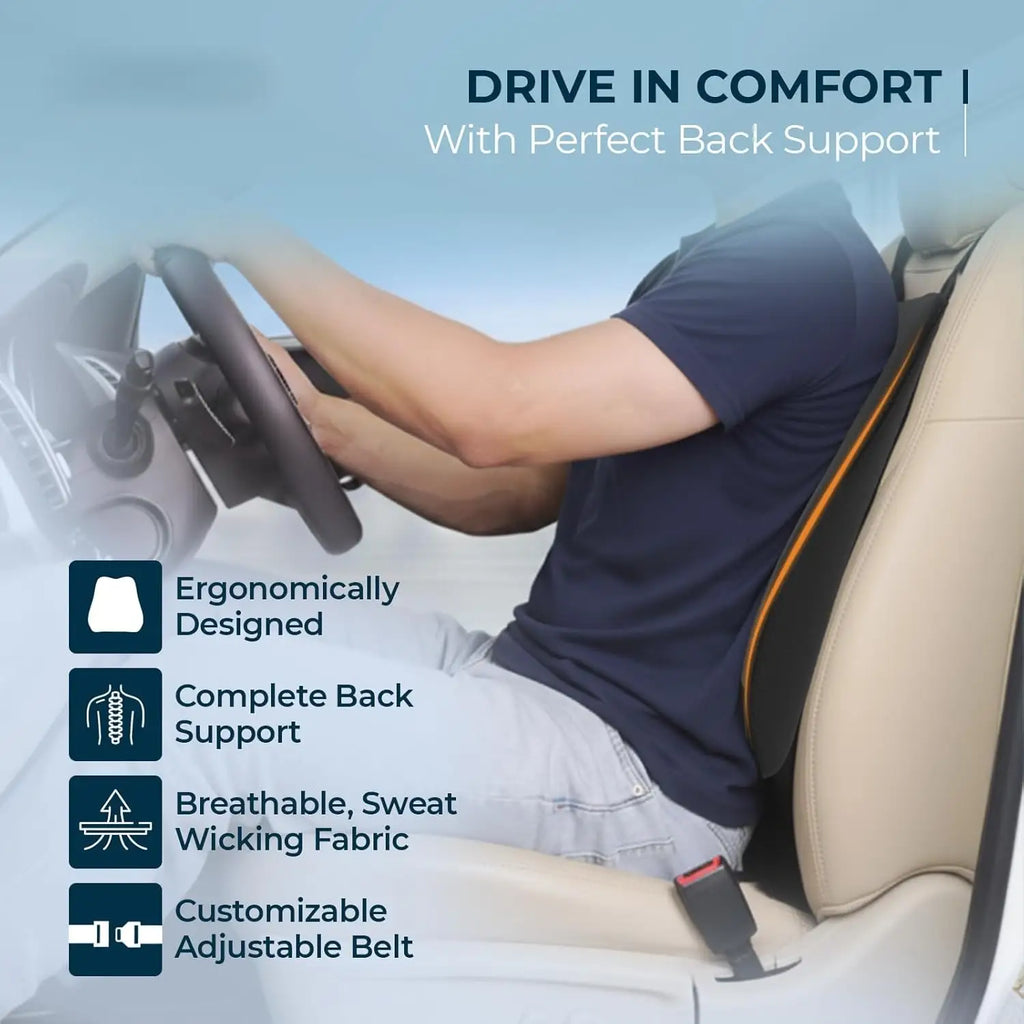 Car Seat Cushion Combo | Neck, Back & Sciatica Relief | High-Density Memory Foam Set for Driving | Universal Fit