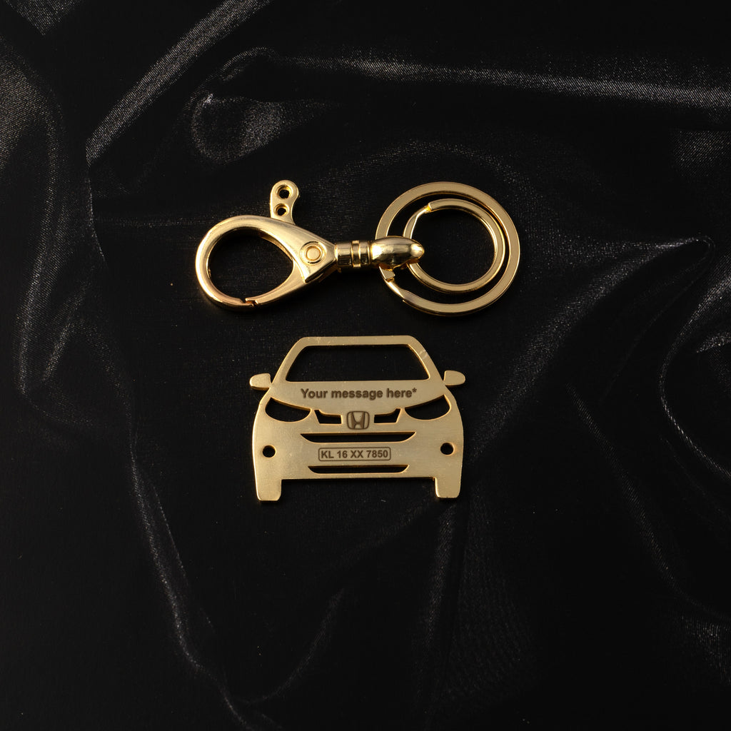 Honda WR-V Stainless Steel Customized Car Keychain with Custom Number Plate and Message