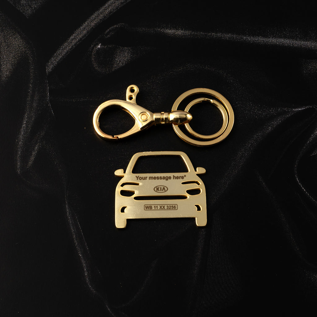 KIA Carens Stainless Steel Customized Car Keychain with Custom Number Plate and Message