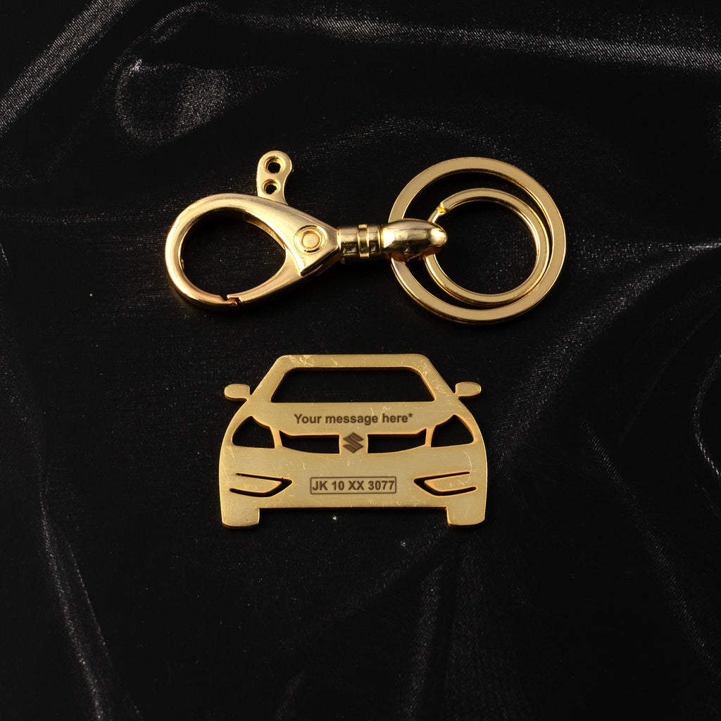 Maruti Suzuki Ciaz Stainless Steel Customized Car Keychain with Custom Number Plate and Message