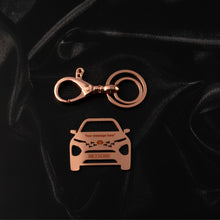 Load image into Gallery viewer, Tata New Safari Stainless Steel Customized Car Keychain with Custom Number Plate and Message