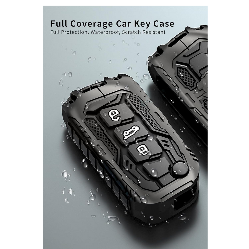 Carloginn Premium Metal Black Transformer Series Soft Silicon Key Cover for Mahindra 3 Button Flipkey