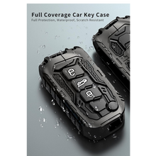 Load image into Gallery viewer, Carloginn Premium Metal Black Transformer Series Soft Silicon Key Cover for Mahindra 3 Button Flipkey