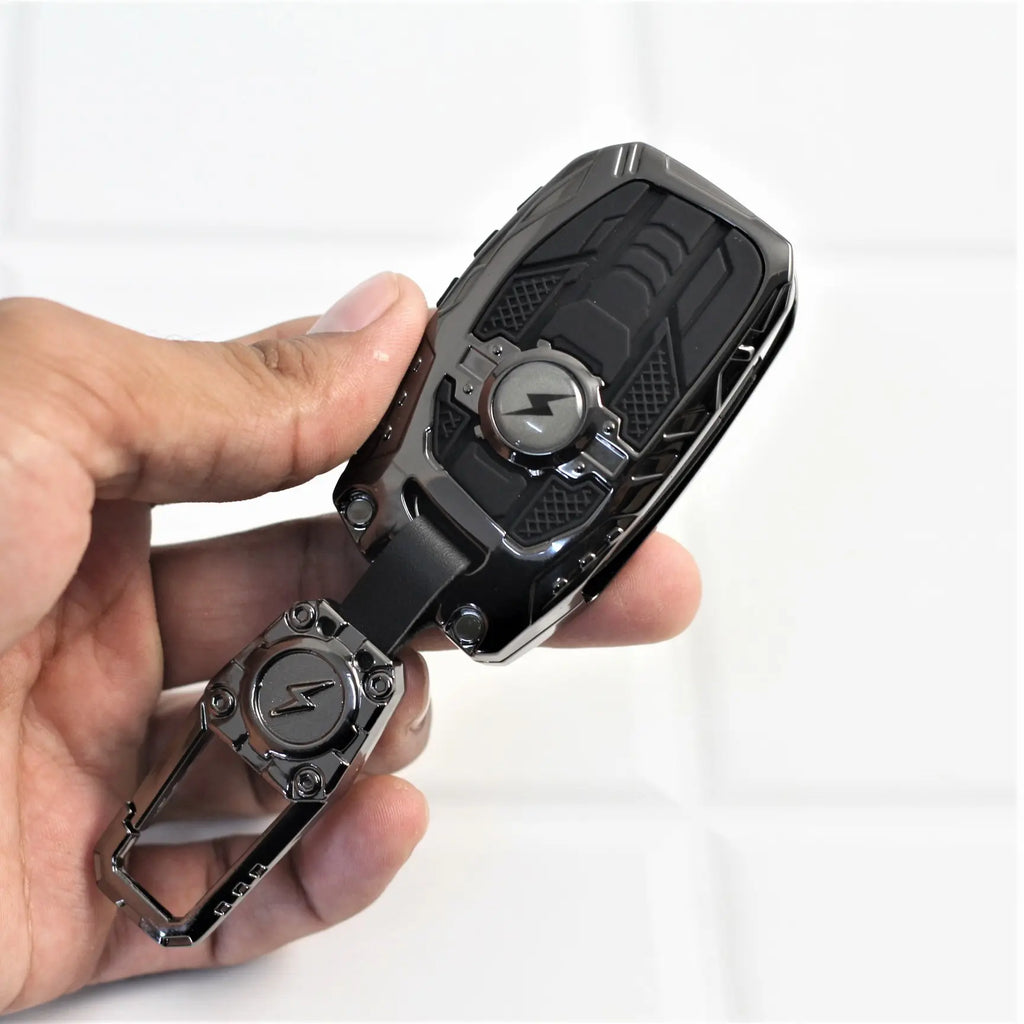 Carloginn Premium Metal Black Transformer Series Soft Silicon Key Cover for Hyundai 3 Button Flipkey