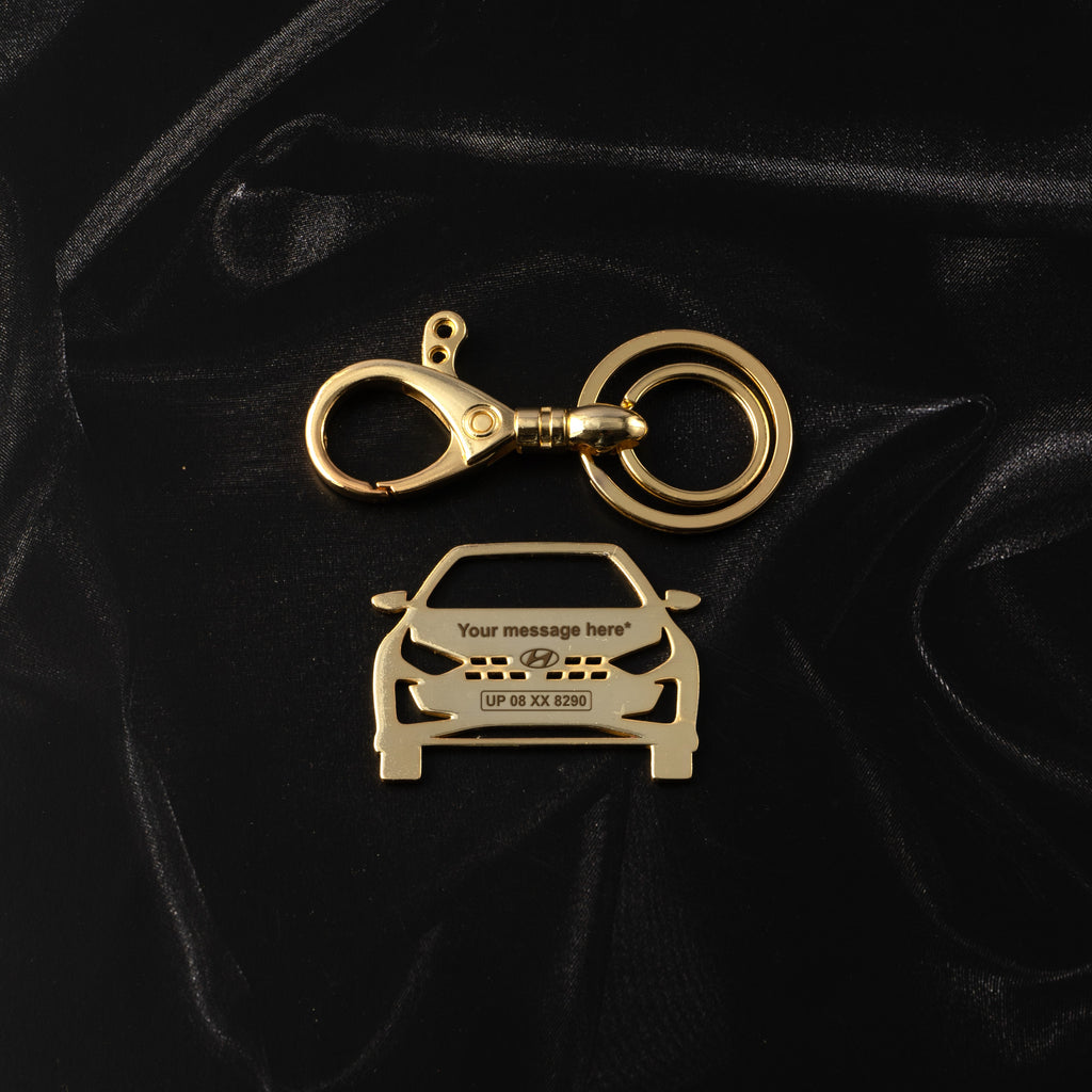 Hyundai i20 N line Stainless Steel Customized Car Keychain with Custom Number Plate and Message