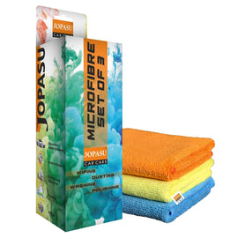 JOPASU Microfiber Cloth 250 GSM (Set of 3 Pieces) (40x40 cms) Multipurpose Cleaning Cloths for Cars | Bikes | Kitchen & Home Appliances