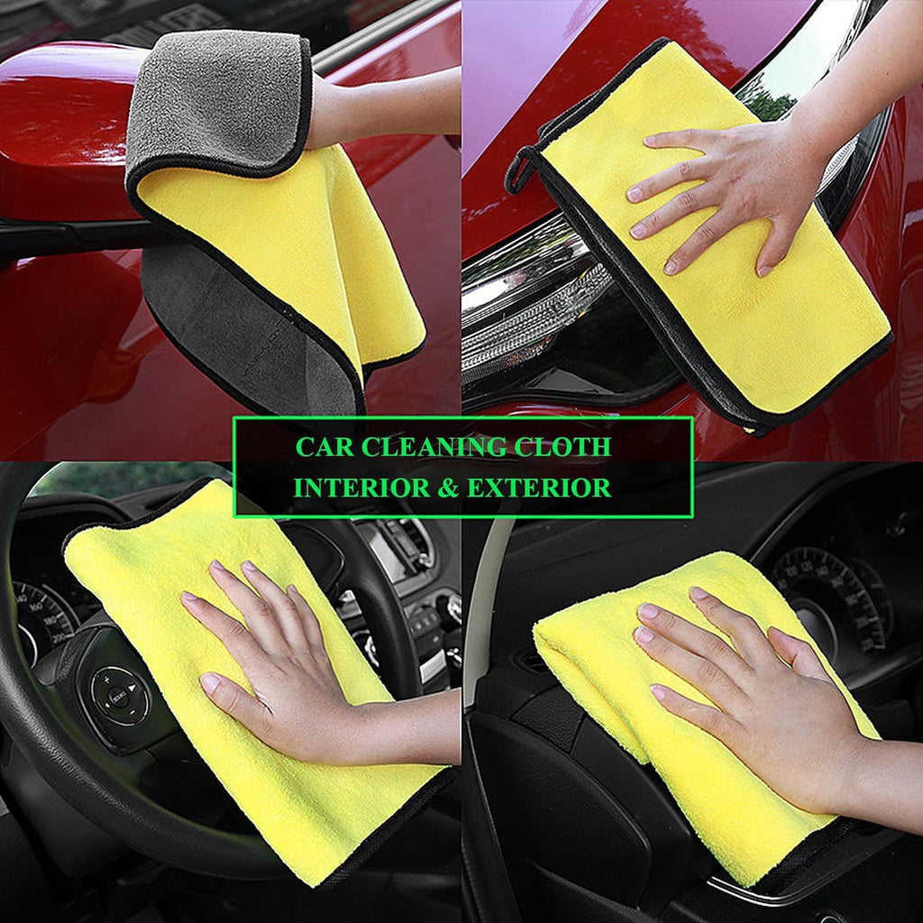 Microfiber Double Layered Cloth 40x60 cms with 600 GSM | Extra Thick Microfiber Cleaning Cloths for Cars & Bike - Both Interior and Exterior