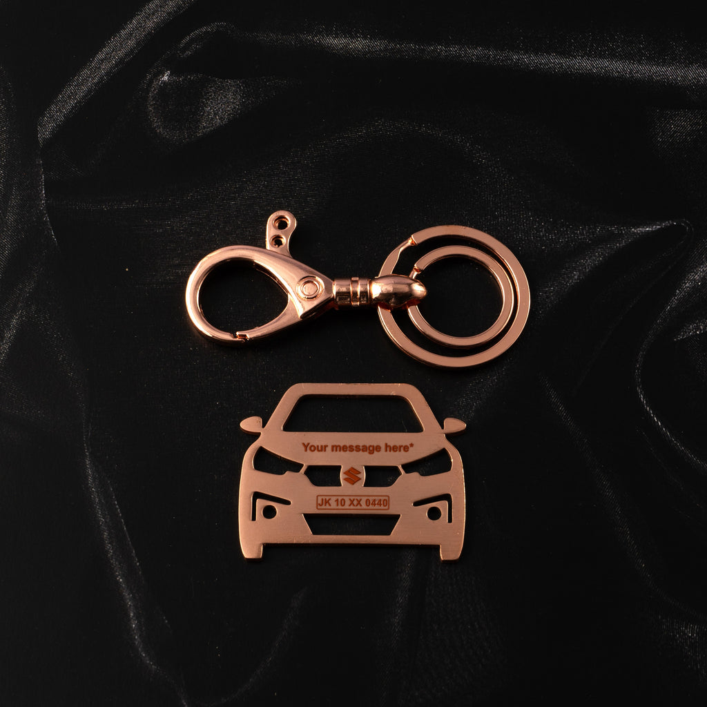 Maruti Suzuki Ertiga Stainless Steel Customized Car Keychain with Custom Number Plate and Message