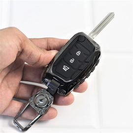 Carloginn Premium Metal Black Transformer Series Soft Silicon Key Cover for Hyundai 3 Button Flipkey