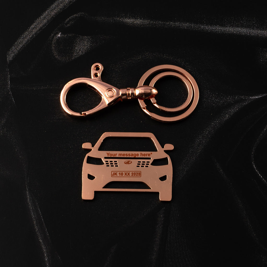 Mahindra XUV 300 Stainless Steel Customized Car Keychain with Custom Number Plate and Message