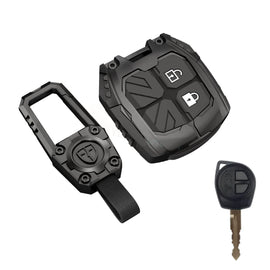 Carloginn Premium Metal Black Transformer Series Soft Silicon Key Cover for Maruti Suzuki 2 Button Key