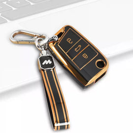 TPU Car Key Cover Fit for Skoda Kushaq | Skoda Kodiaq | Skoda Slavia | Octavia | Volkswagen Tiguan | Virtus | New Polo | New Vento Flip Key