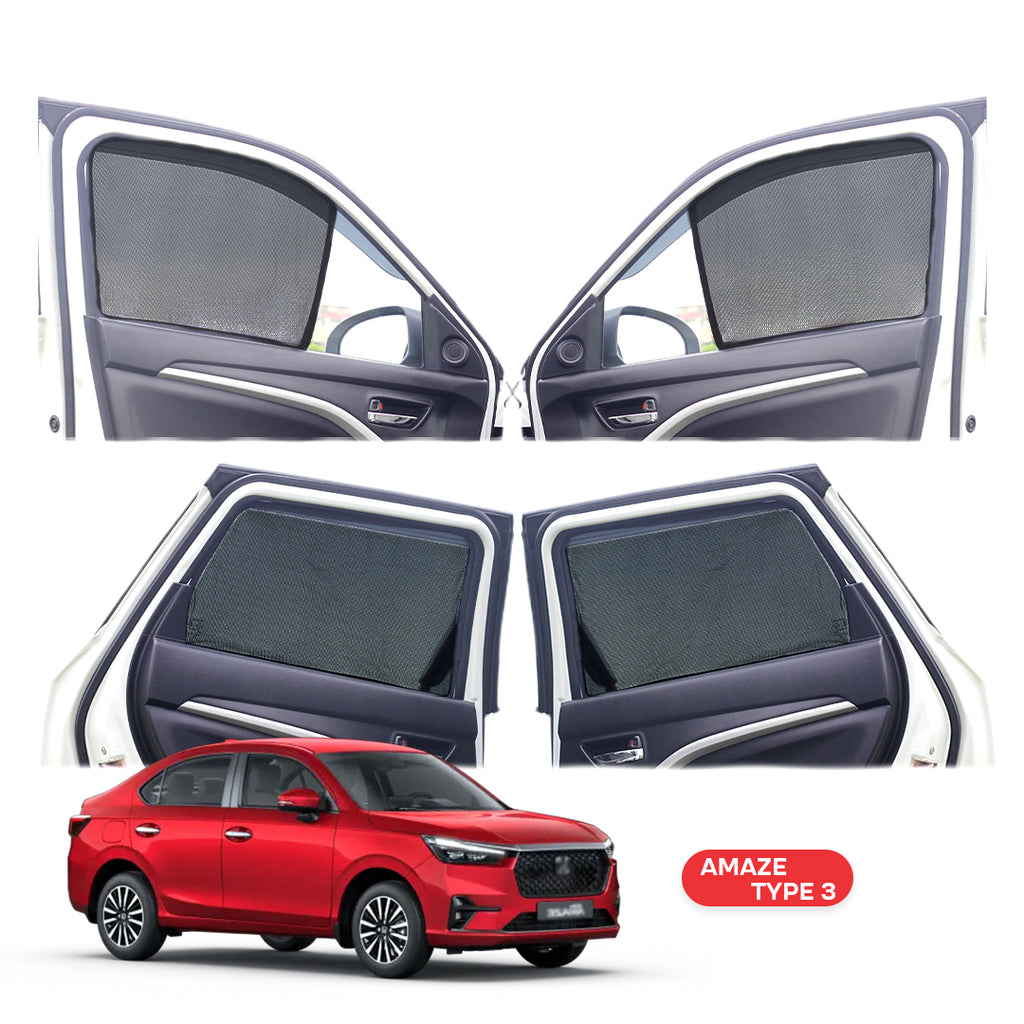 Honda Amaze Half Window Curtain/Car Sunshades - 4 Pieces