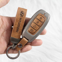 Load image into Gallery viewer, Metal Leather Key Case for Hyundai New Verna Facelift 2023 (4 Button Smart Key)