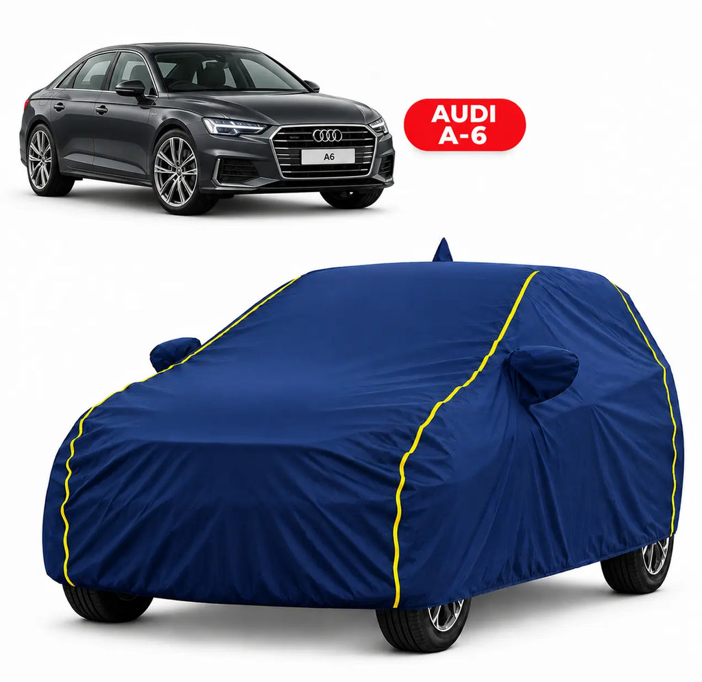Audi A-6 Car Body Cover | All Weather Resistant | Triple Stitched with Soft Cotton Lining | Side Mirror Pocket (JUNGLE VALVET) (Copy)