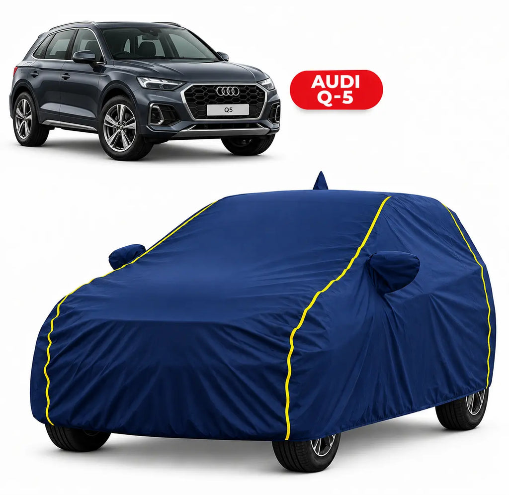 Audi Q-5 Car Body Cover | All Weather Resistant | Triple Stitched with Soft Cotton Lining | Side Mirror Pocket (JUNGLE VALVET)