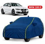 BMW 320D Car Body Cover | All Weather Resistant | Triple Stitched with Soft Cotton Lining | Side Mirror Pocket (Black and Red)