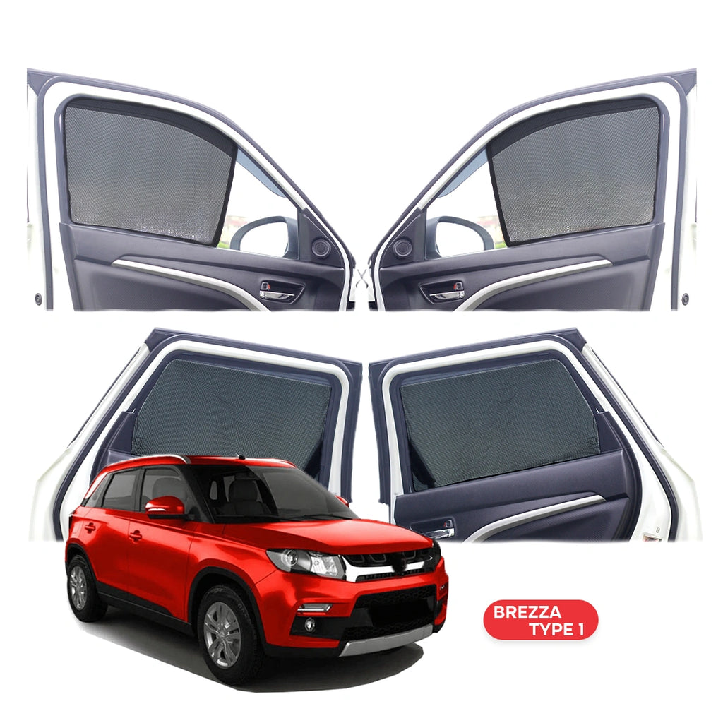 Maruti Suzuki Brezza Half Window Curtain/Car Sunshades - 4 Pieces