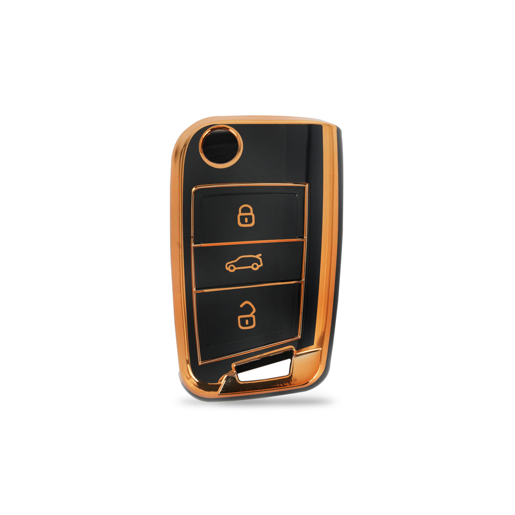 TPU Car Key Cover Fit for Skoda Kushaq | Skoda Kodiaq | Skoda Slavia | Octavia | Volkswagen Tiguan | Virtus | New Polo | New Vento Flip Key