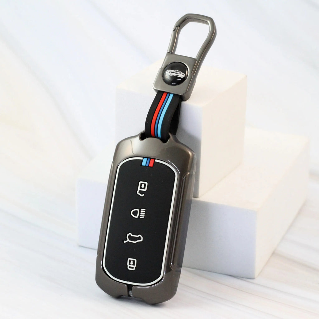 Metal Car Key Cover for Tata Curvv | Curvv EV Electric | Sierra | Safari | Harrier - 4 Button Smart Key