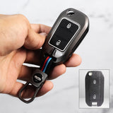 Metal Car Key Cover Competible for Citroen C3 | Basalt | Aircross - 2 Button Flip Key