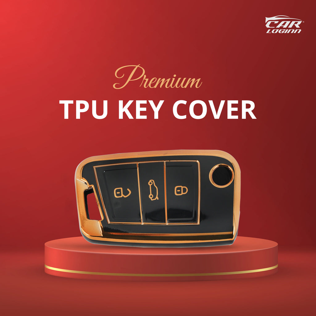 TPU Car Key Cover Fit for Skoda Kushaq | Skoda Kodiaq | Skoda Slavia | Octavia | Volkswagen Tiguan | Virtus | New Polo | New Vento Flip Key