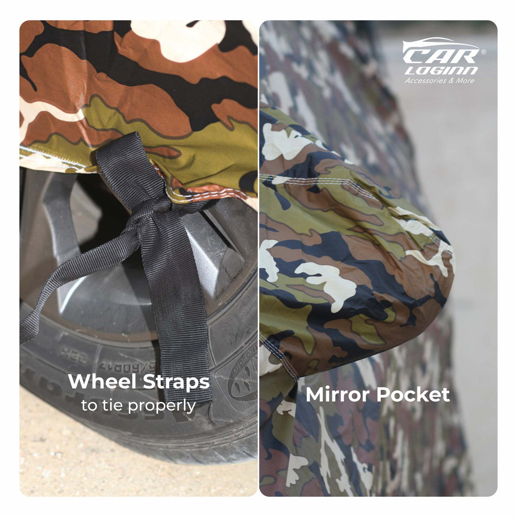 Mahindra  Alturas Car Body Cover | All Weather Resistant | Triple Stitched with Soft Cotton Lining | Side Mirror Pocket (JUNGLE VALVET)