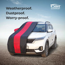 Load image into Gallery viewer, MG Hector Car Body Cover | All Weather Resistant | Triple Stitched with Soft Cotton Lining | Side Mirror Pocket (Black and Red)