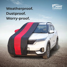 Load image into Gallery viewer, Ford Figo Aspire Car Body Cover | All Weather Resistant | Triple Stitched with Soft Cotton Lining | Side Mirror Pocket (Black and Red)