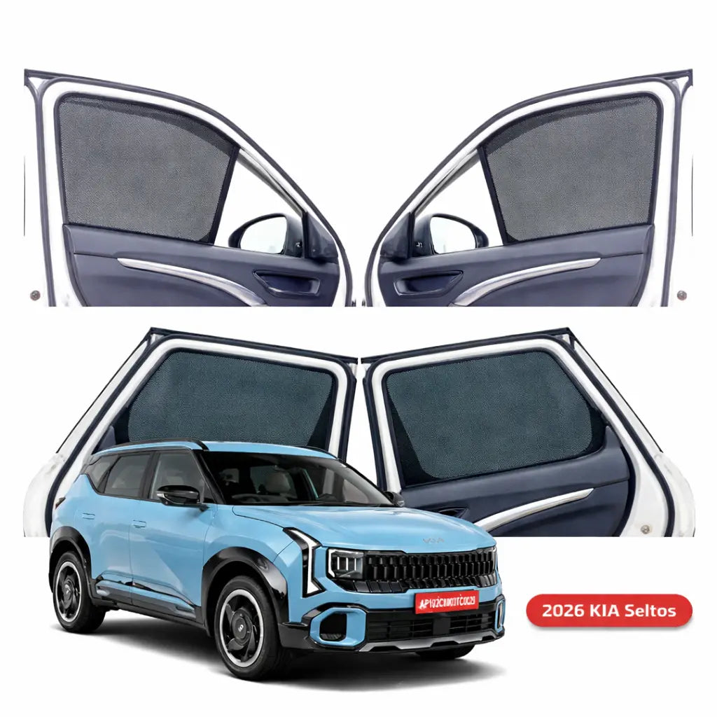 Kia Seltos Half Window Curtain/Car Sunshades - 4 Pieces