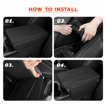 Load image into Gallery viewer, Premium PU Leather Car Armrest Cover Pad | Console Protector &amp; Armrest Pad with Dual Phone Pockets | Universal Fit for Car, SUV