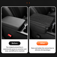 Load image into Gallery viewer, Premium PU Leather Car Armrest Cover Pad | Console Protector &amp; Armrest Pad with Dual Phone Pockets | Universal Fit for Car, SUV