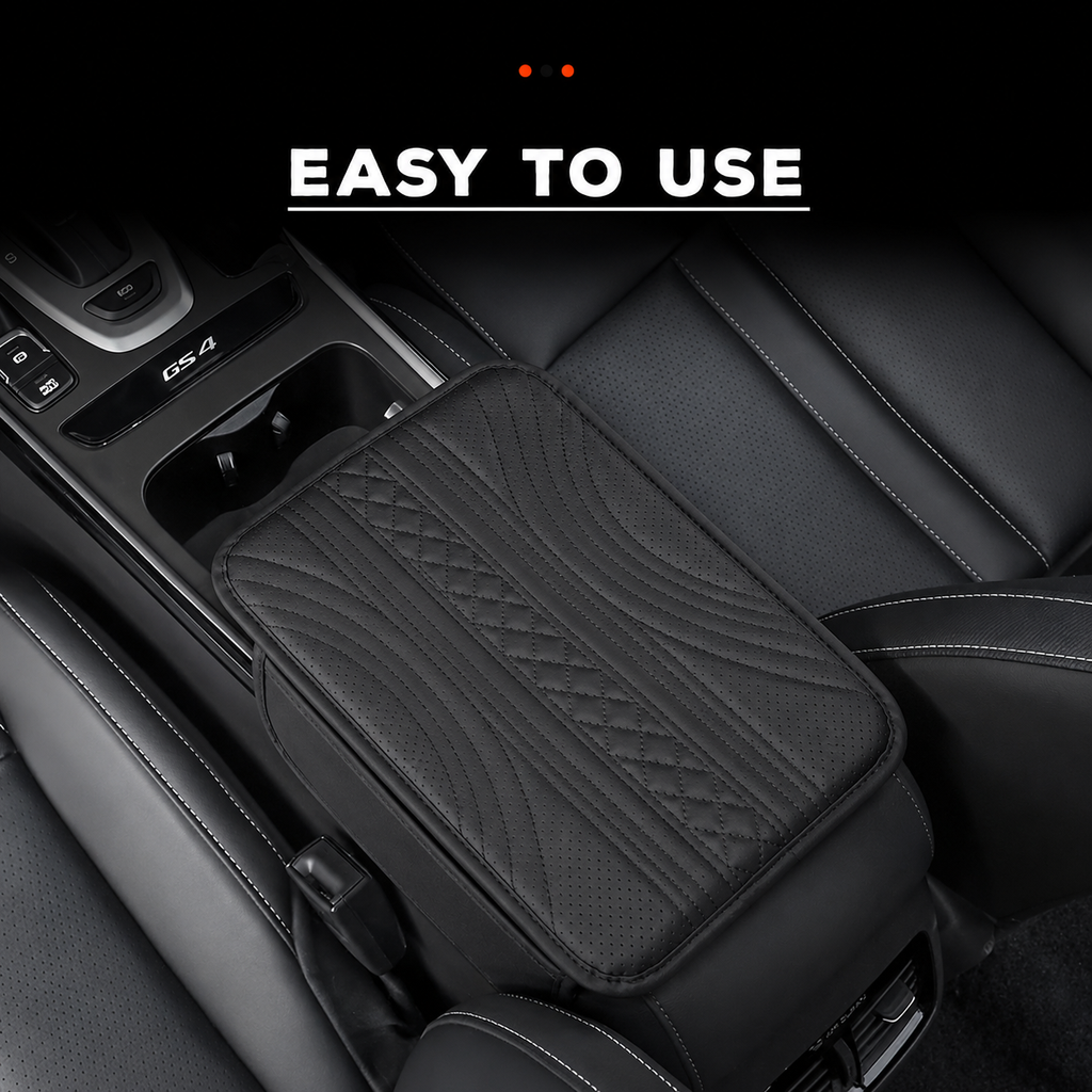 Premium PU Leather Car Armrest Cover Pad | Console Protector & Armrest Pad with Dual Phone Pockets | Universal Fit for Car, SUV