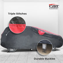 Load image into Gallery viewer, Audi Q-7 Car Body Cover | All Weather Resistant | Triple Stitched with Soft Cotton Lining | Side Mirror Pocket (Black and Red)
