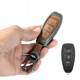 Metal Leather Keycover for Ford Figo Aspire | Ecosport | Endeavour | Freestyle - 3 Button