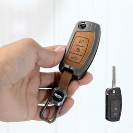 Metal Leather Key Case for Ford EcoSport | Aspire | Freestyle Flip Key only (3 Button)