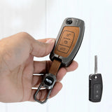 Metal Leather Key Case for Ford EcoSport | Aspire | Freestyle Flip Key only (3 Button)