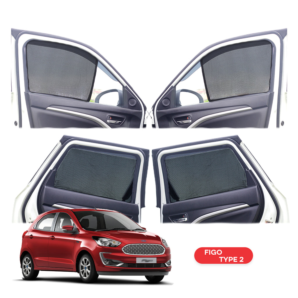 Ford Figo Half Window Curtain/Car Sunshades - 4 Pieces