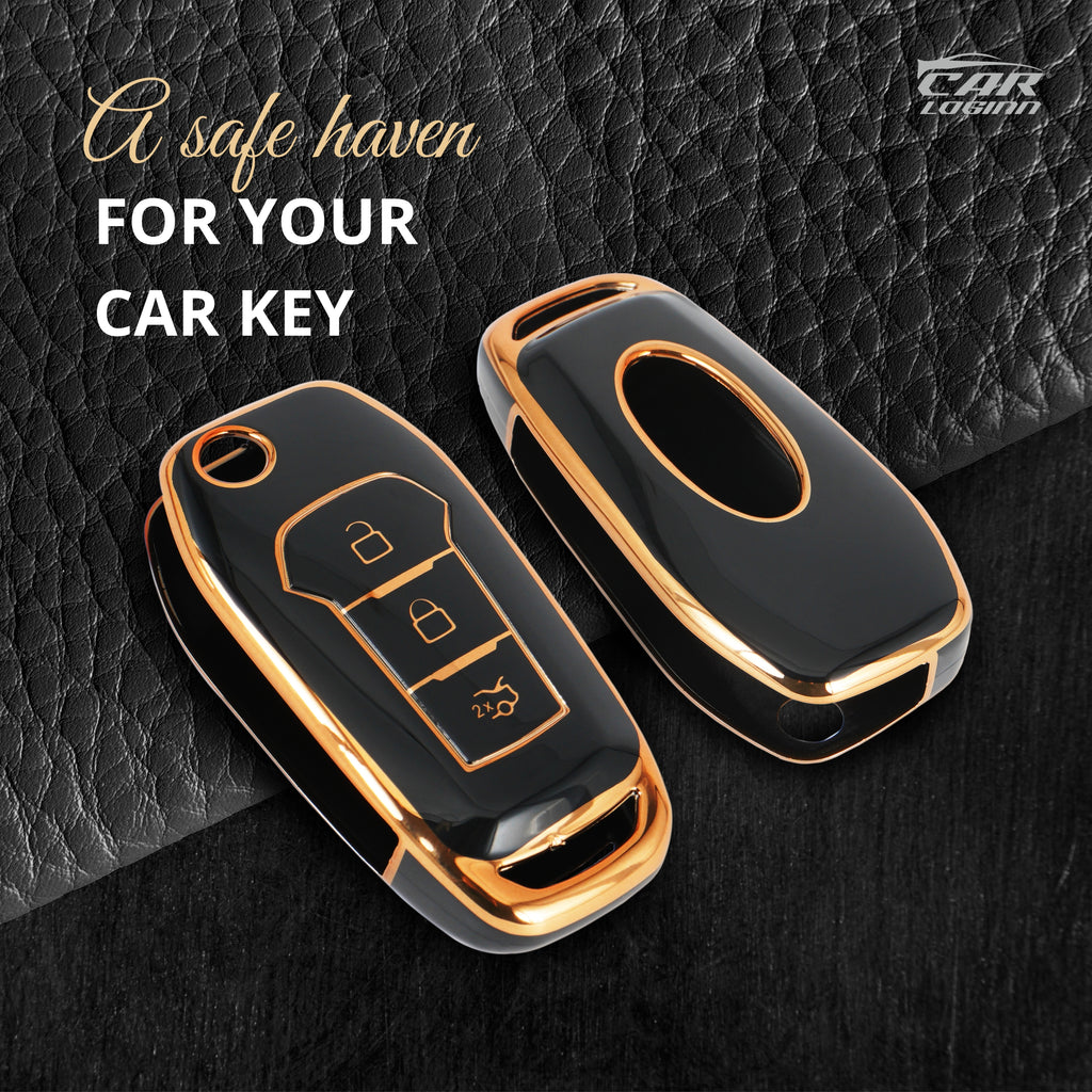TPU Car Key Cover Fit for Ford New Ecosport | Endeavour | Freestyle | Aspire | Figo | New Fiesta Folding Key