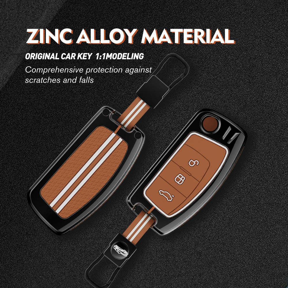 Metal Zinc Soft Silicon Key Case for Ford EcoSport | Aspire | Freestyle Flip Key only (3 Button)